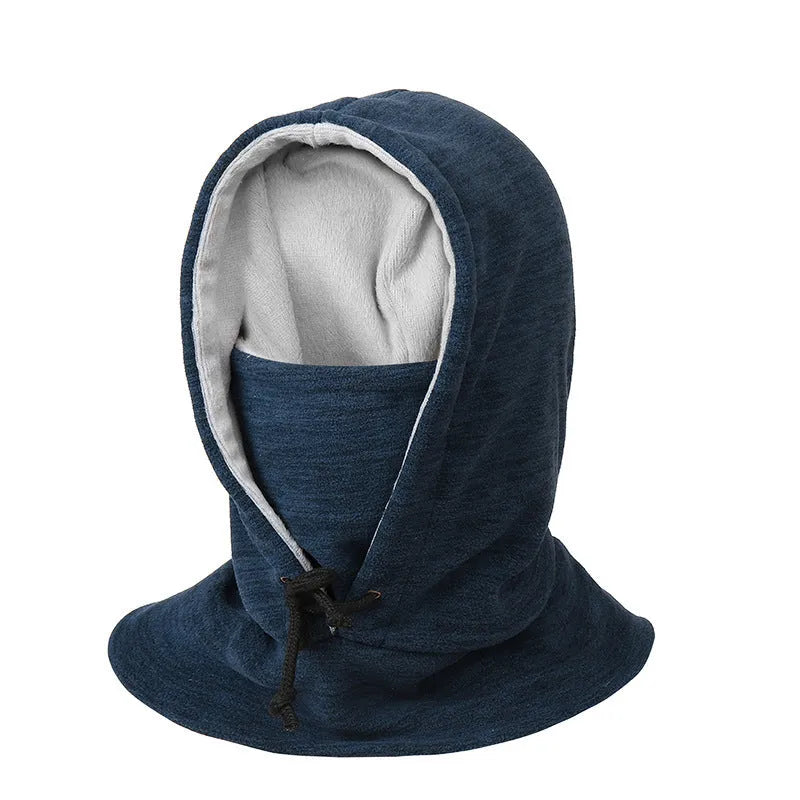 2-in-1 winter cycling hat scarf unisex cotton satin dome cap windproof cold-proof black blue light grey navy wine red