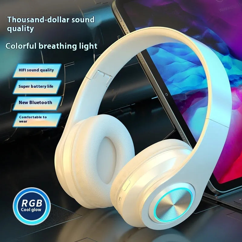Wireless Bluetooth gaming headset in black, white, red, and black/red colour options on a plain background.