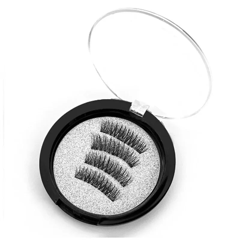 Magnetic false eyelashes with white quantum eyelash curler and clip, reusable high-grade fiber, 2 pairs per box