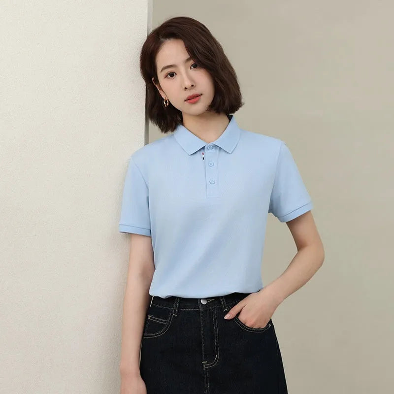 Solid colour catering work polo shirt in cotton blend fabric with short sleeves