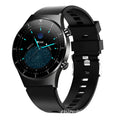 Black smart watch with TPU wristband showing heart rate monitoring on 1.28 inch touch screen