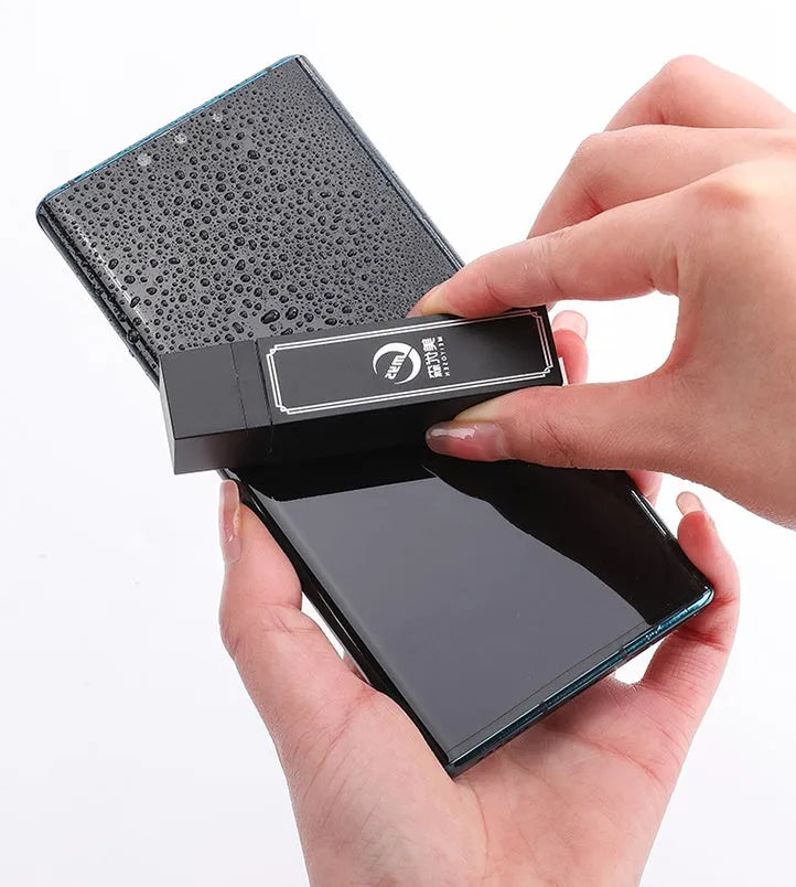 Disposable mobile phone screen cleaner kit with 40 cleaning sheets in black packaging
