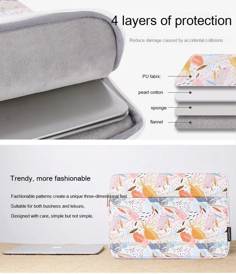 White waterproof PU leather 14 inch laptop inner bag with protective features