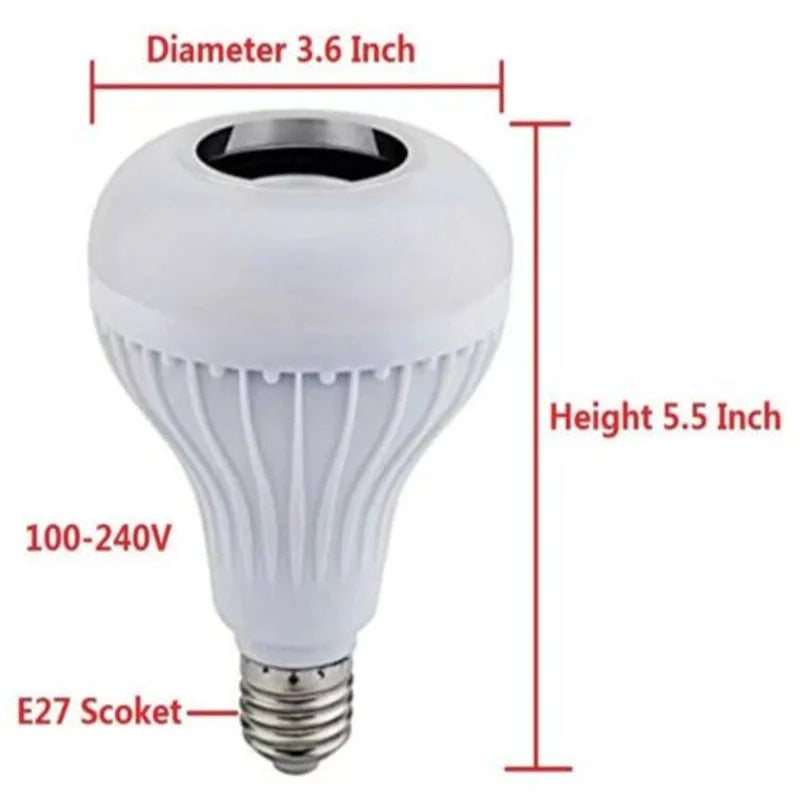 White Bluetooth LED smart bulb with E27 screw base showing colour-changing lighting effects