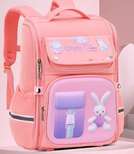 Children's cartoon backpack with animal patterns, Oxford cloth construction, and airpillow burden-reducing straps