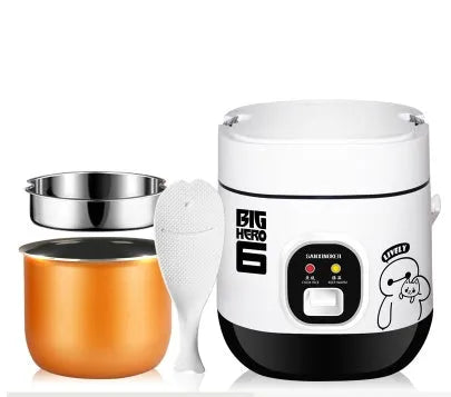 Miniature automatic rice cooker with round shape and 2L capacity for one to two person cooking