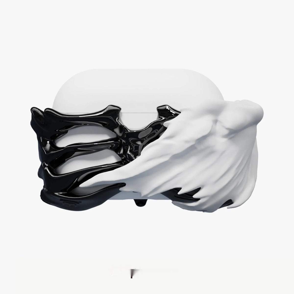 Black and silver skeleton wings silicone hard case cover for AirPods Pro charging case