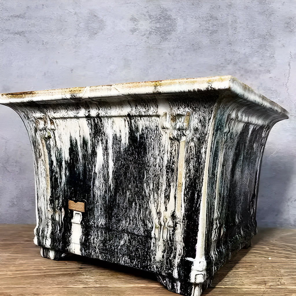 Ceramic square mouth flower pot in large size 36 with classical glaze finish for phalaenopsis orchids