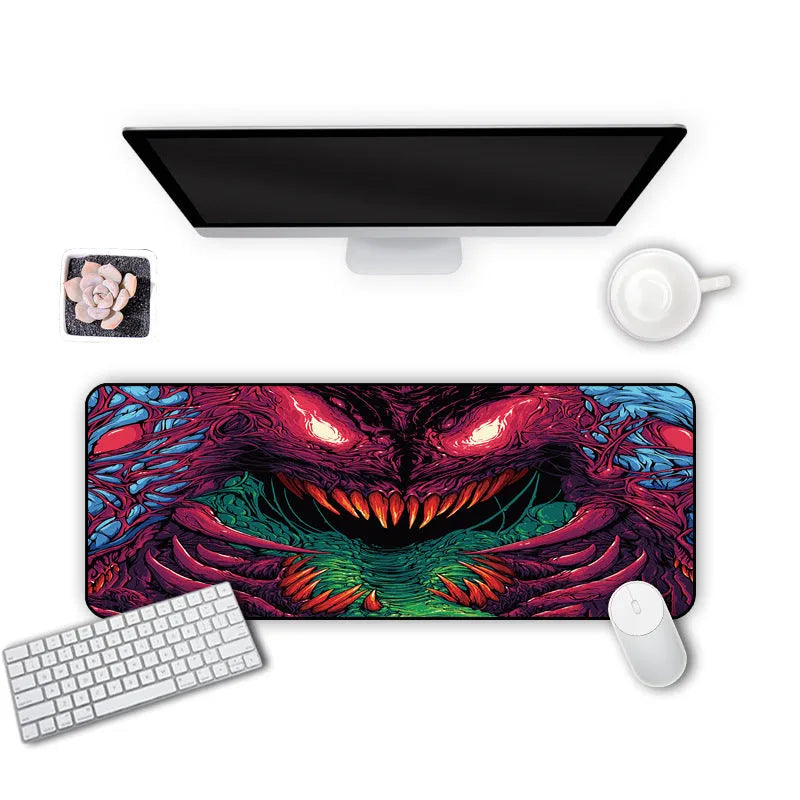Thicken custom overlocked oversized mouse pad with cloth surface and non-slip rubber base on desk