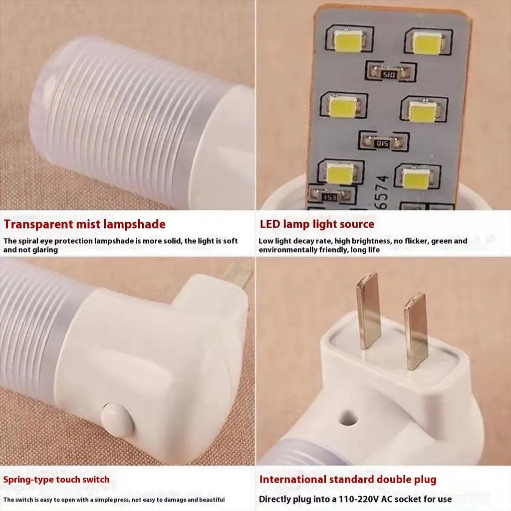 Minimalist plug-in bedside night light showing dual-colour switch and American plug