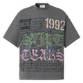 American retro graffiti letter print short sleeve t-shirt in pure cotton loose fit gray