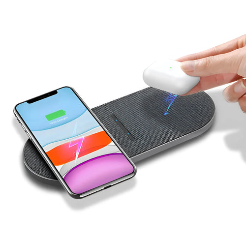 Pair of black 10W wireless chargers with Type-C and USB input ports