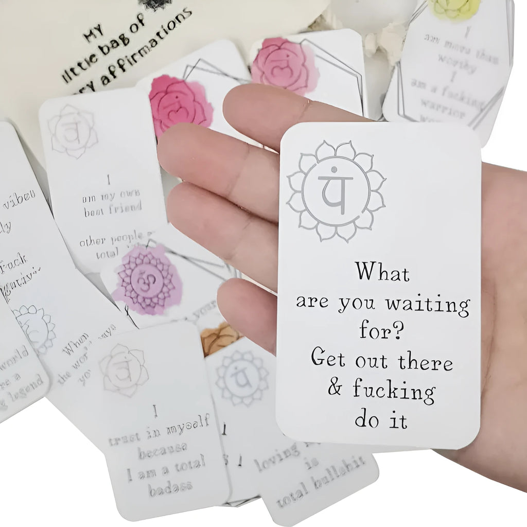 16 funny affirmation cards with healing design in greeting card bag size