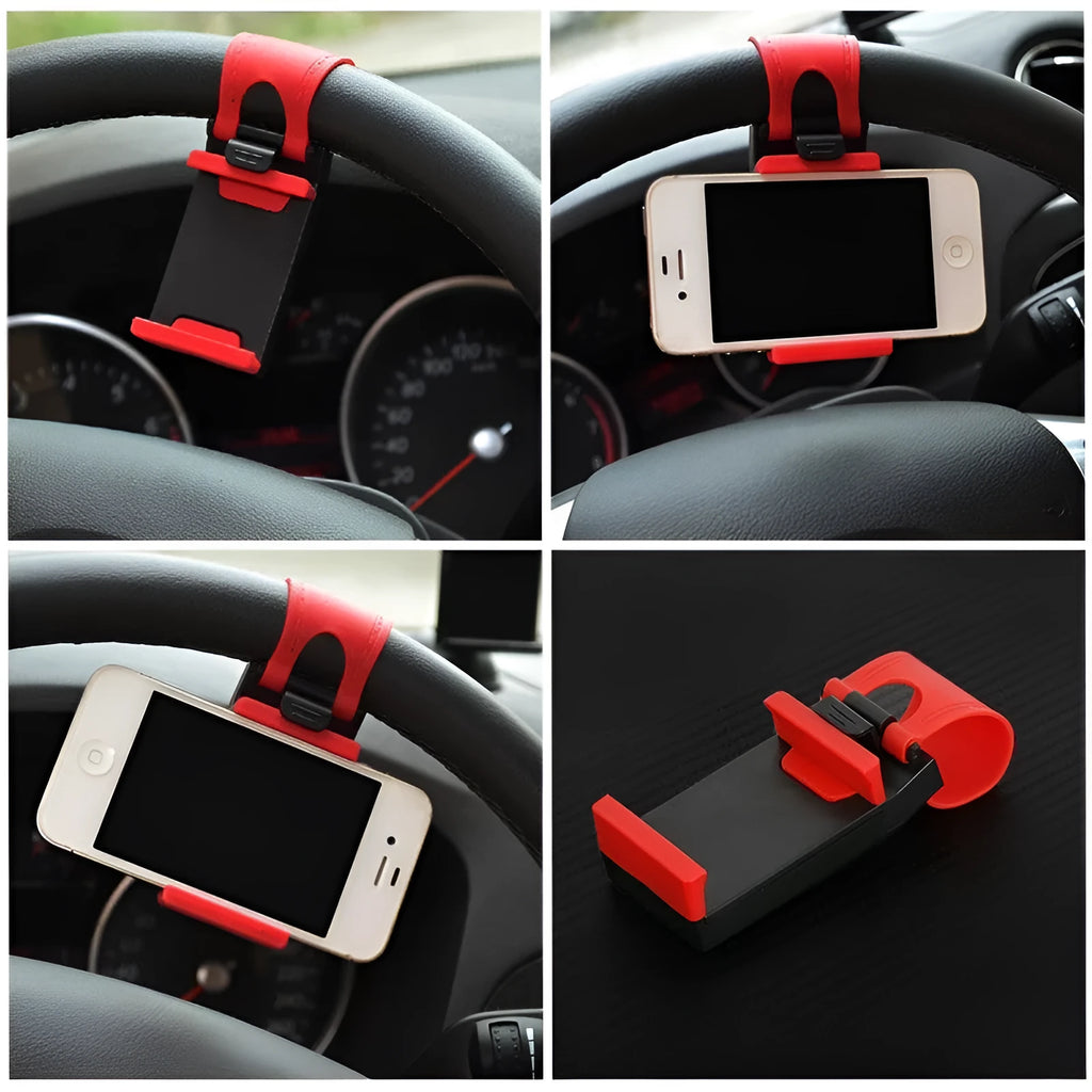 Universal car steering wheel clip mount holder for mobile phones and GPS devices