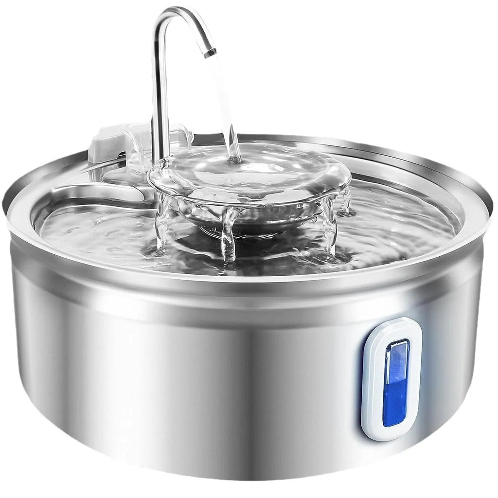 Smart pet water dispenser with stainless steel faucet and transparent window, 3.2L capacity
