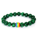 Rainbow bead bracelet with 10mm natural stone beads in unisex geometric style