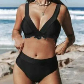 Women's solid colour polyester bikini set with slim fit design shown in multiple colour options