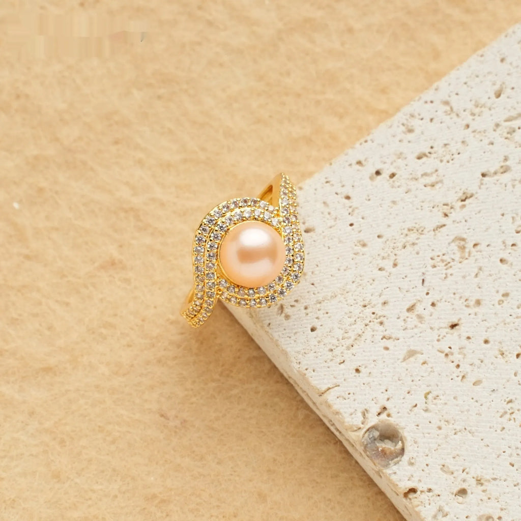 Pearl ring in unisex style, Pearl Ring series, variant JZ042071, single ring accessory for hand wear