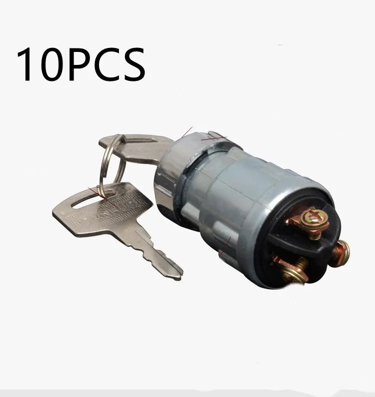 Copper vehicle ignition lock with key for trucks and forklifts
