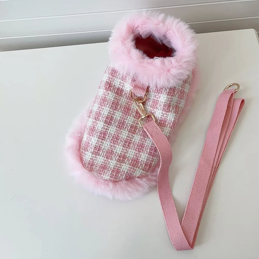 Pink cat cloak with hand-holding rope and matching beret cosplay costume set