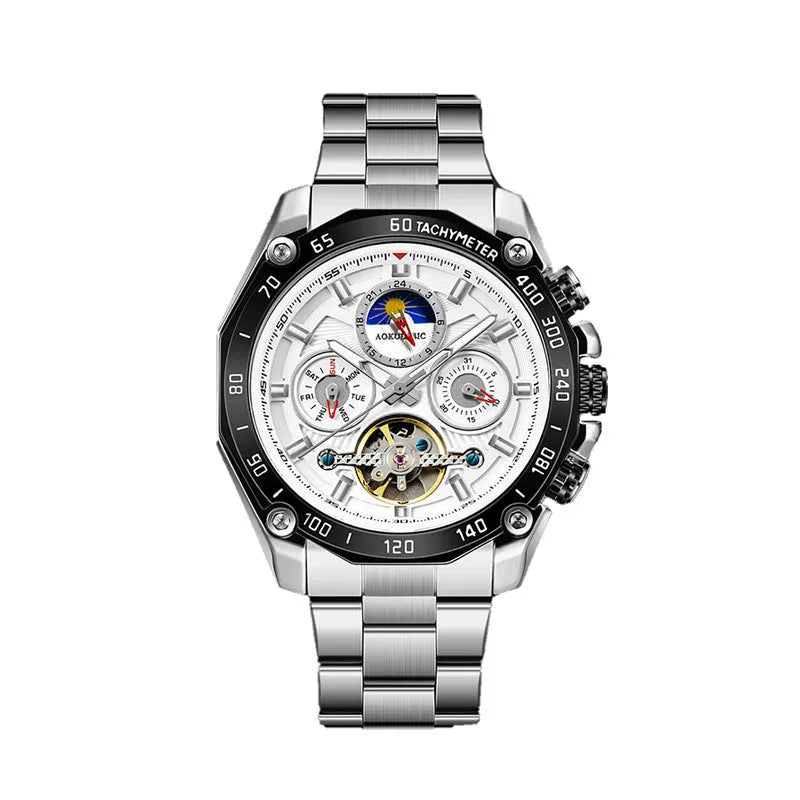 Men's automatic mechanical watch with 12mm steel case in multiple colour options