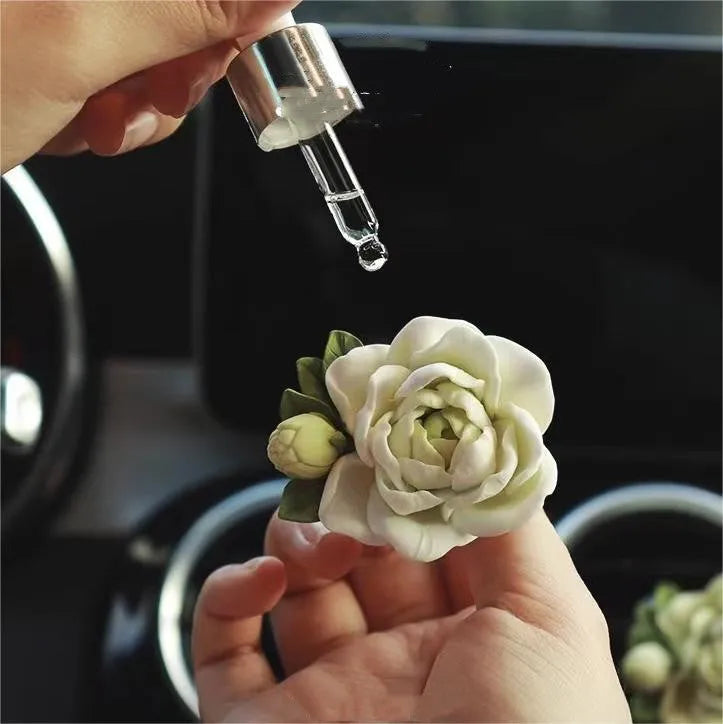 Gypsum solid car air freshener with jasmine scent in off-white colour