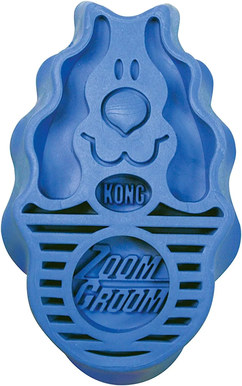 Blue dog brush for grooming and shampooing with rubber bristles, puppy size, 7.5x12.5x4.5cm