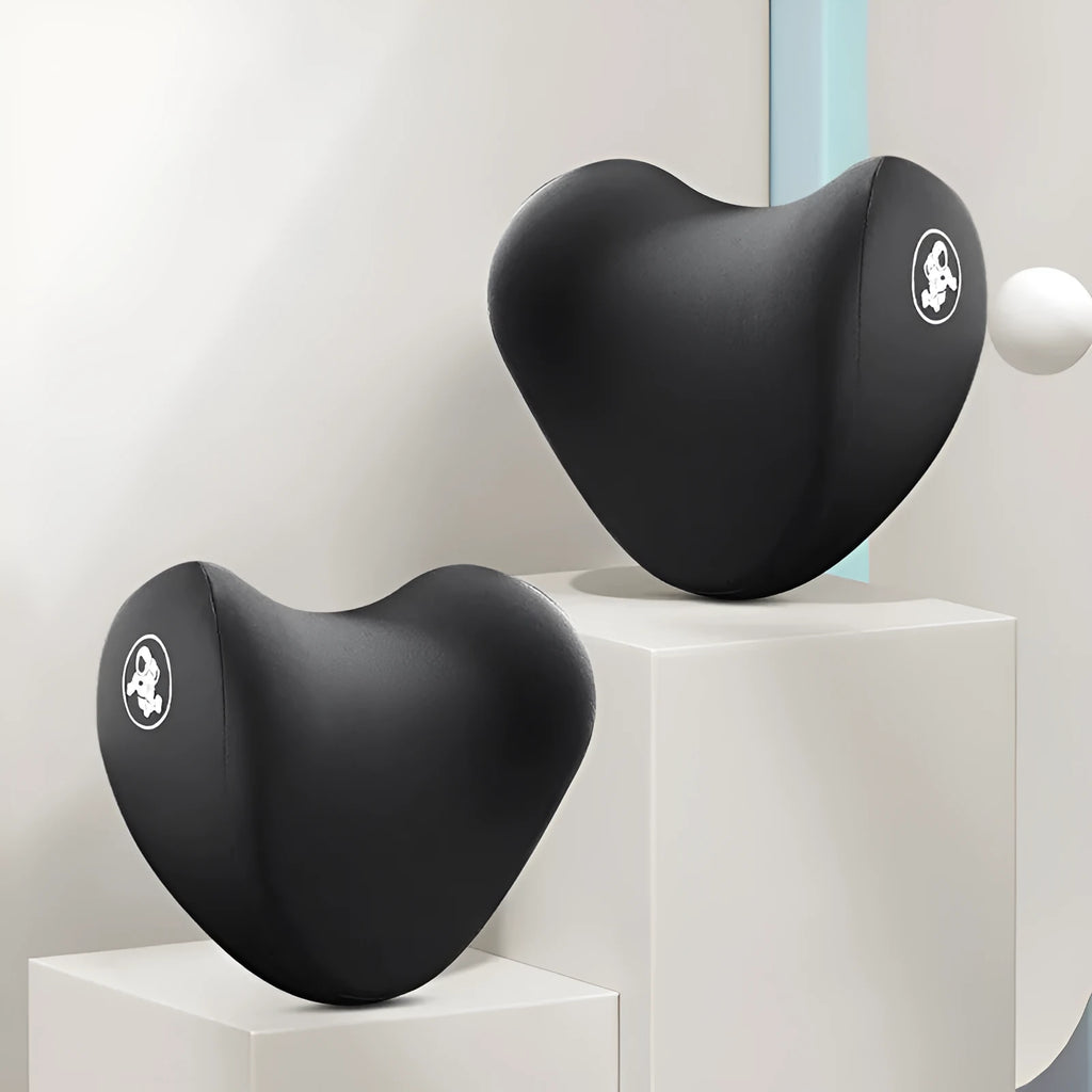 Heart-shaped car pillow set with headrest and lumbar support pillows in multiple colour options