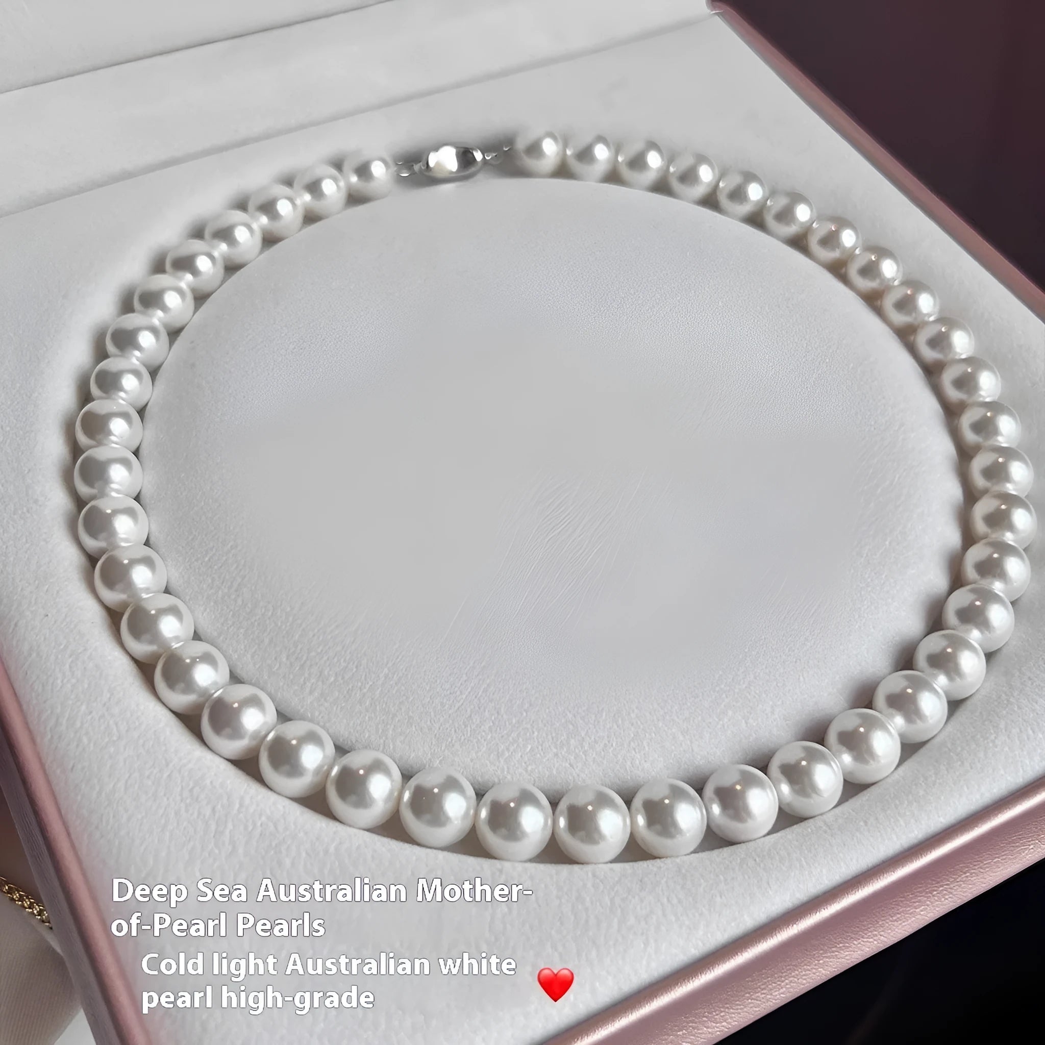 925 silver ingot buckle necklace with Australian white shell pearls on a model, unisex clavicle chain style