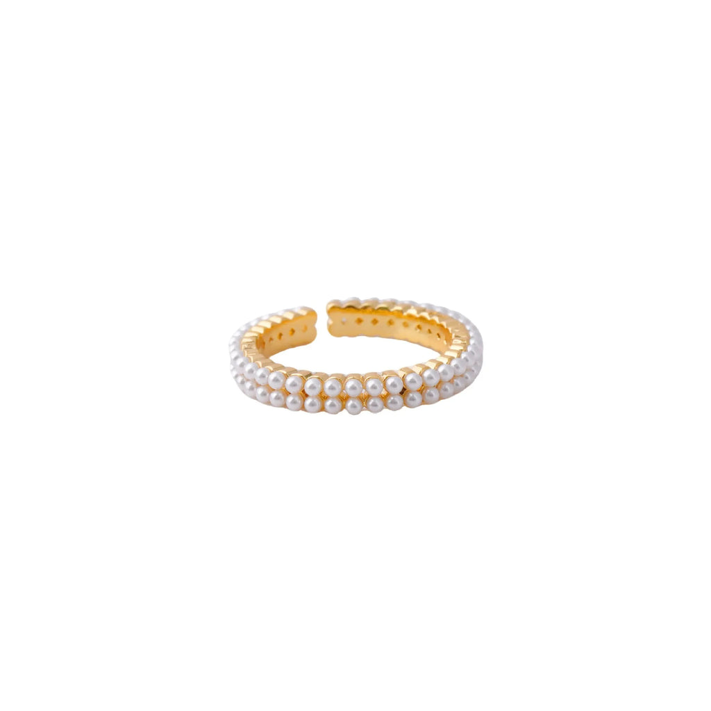 Gold electroplated copper geometry ring with open mouth design for women