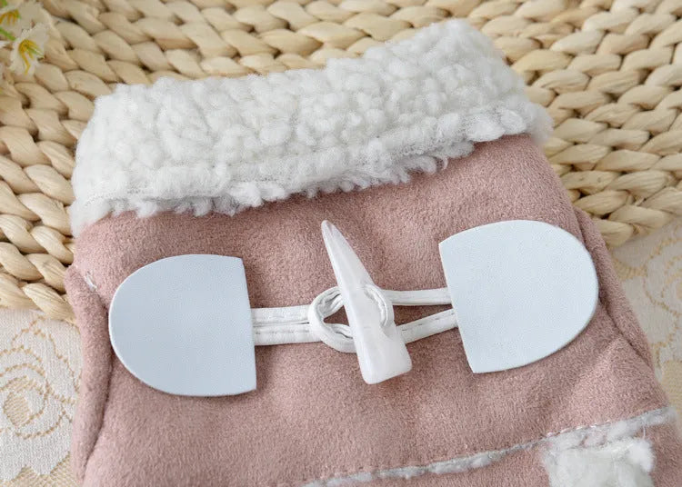 Teddy dog costume in soft lamb velvet, available in Brown or Pink, sizes XS to XL for small dogs