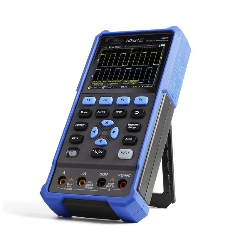 Handheld digital oscilloscope for automotive diagnostics with compact dimensions