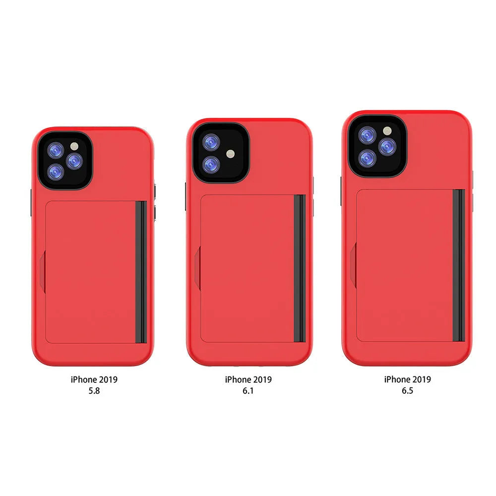 Black TPU and PC back cover case for Apple iPhone 11 Pro mobile phone.