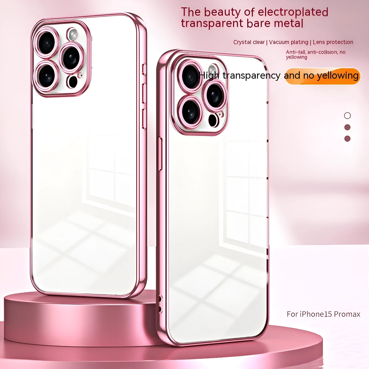 Electroplating iPhone case in gold or transparent TPU, back cover with drop-resistant fall protection