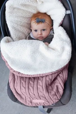 Winter baby stroller sleeping bag with lamb cashmere lining and cotton wool filling in envelope design