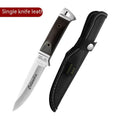 Camping multifunctional portable fruit knife with leather sheath, national style stainless steel blade