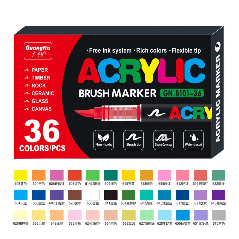 Set of acrylic paint marker pens with soft tips for graffiti and hand painting art