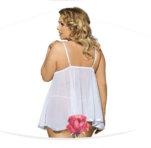 Seamless purple mesh and lace sling dress sleepwear for women, shown in a large size.
