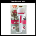 Photo-colour cake batter scoop with push lever on handle, 19.5 cm long, on white background
