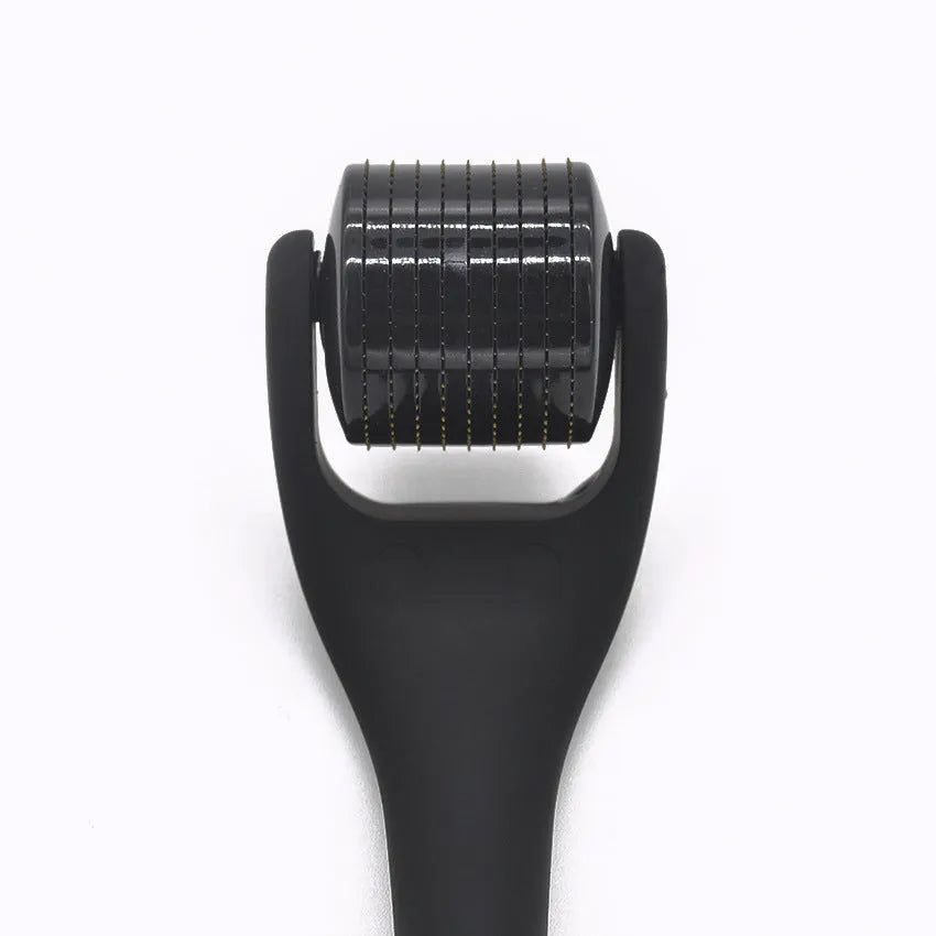 Frosted black titanium alloy beard roller micromedle tool for facial hair growth