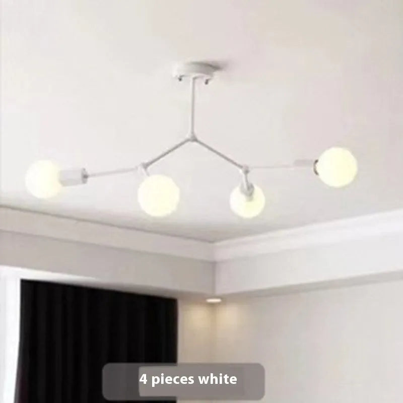 Iron chandelier ceiling lamp in Nordic style with multiple light heads
