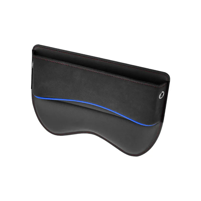 Leather car seat storage organiser box shown in a beige suede colour finish.