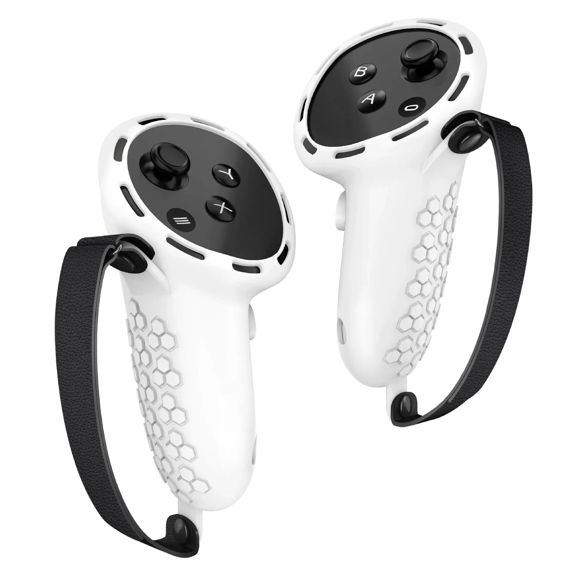 Meta Quest 3 VR controller silicone protective sleeve in assorted colours with wrist strap.