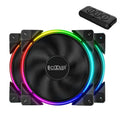 Three 120mm black RGB computer case fans with hydraulic bearings