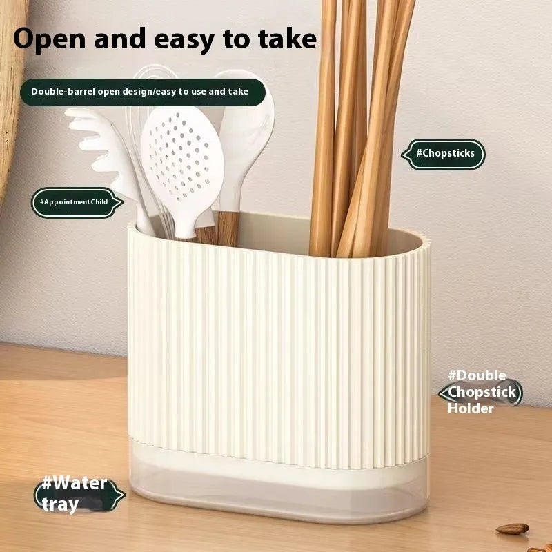 Cross-border drain plastic chopsticks tube wall organiser with spoon basket in modern simple style