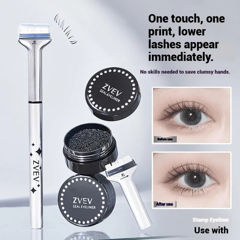 Double-headed lower eyelash seal liquid eyeliner pen in Retro Black with fine tip