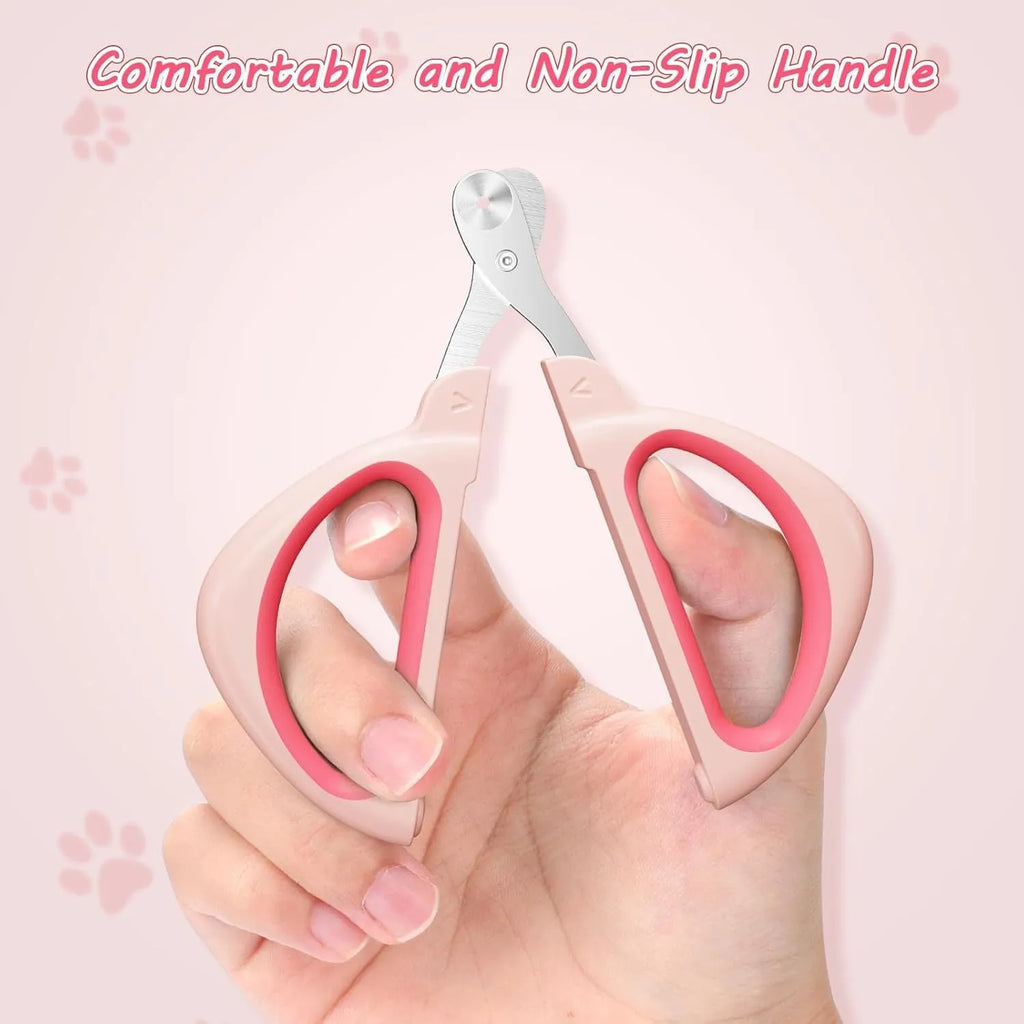 Blue cat nail clipper with positioning hole guide and ergonomic handle