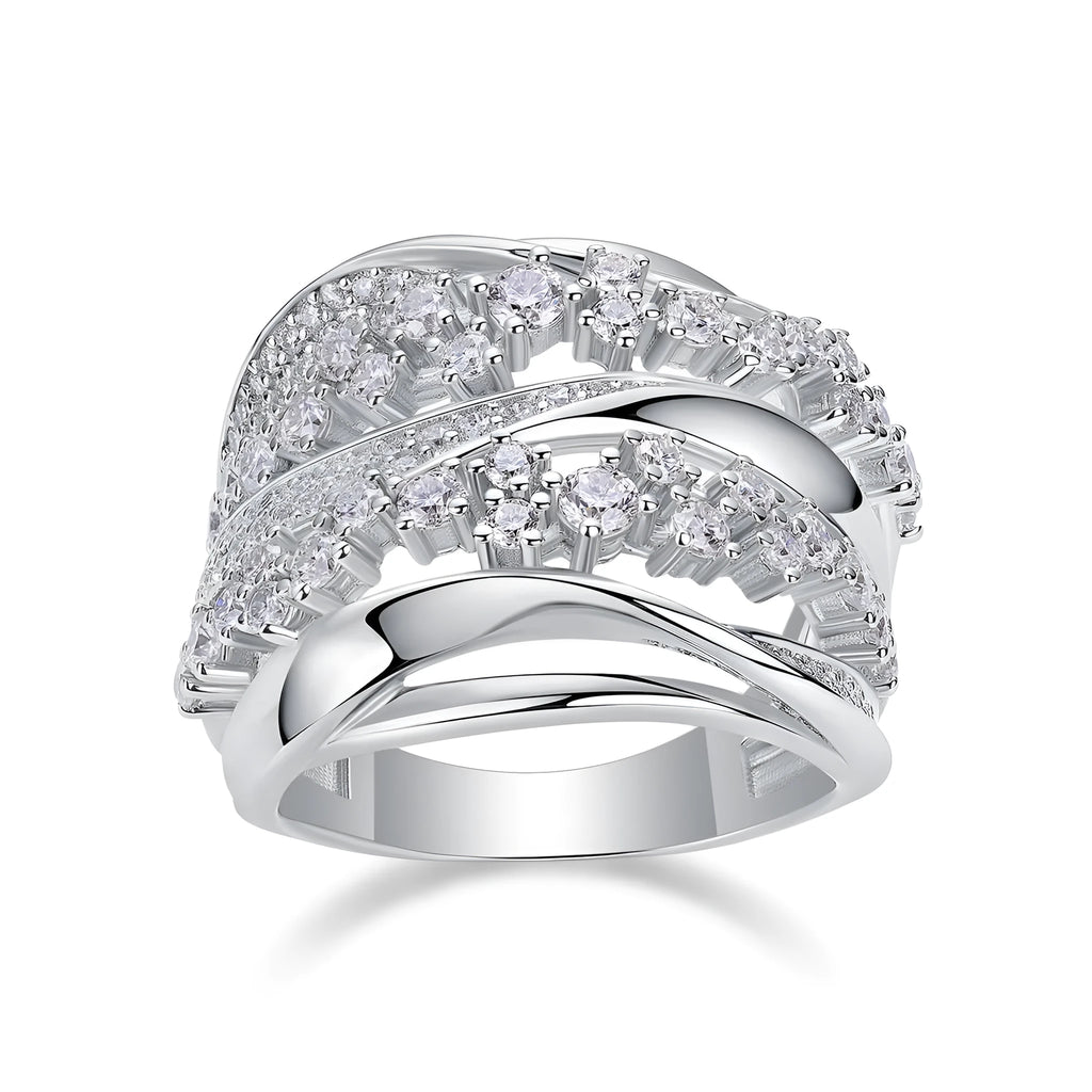 S925 silver platinum-plated moissanite wedding ring set in sizes 5 to 9 with gift box and GRA certificate