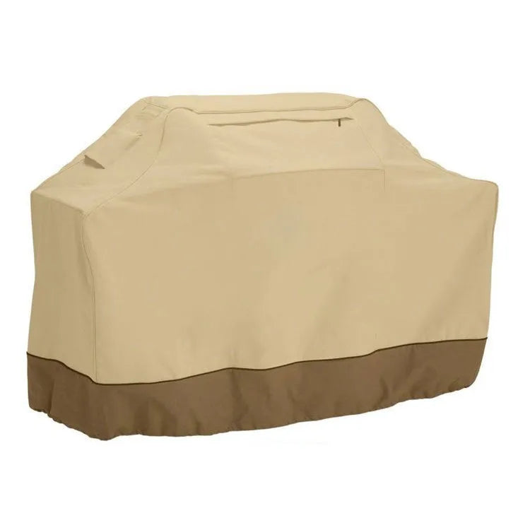 Beige polyester outdoor barbecue cover with a minimalist Nordic design, shown folded.