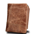 Retro men's leather wallet with multiple card slots in brown, black, or coffee first layer cowhide